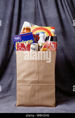 Groceries in a brown paper bag Stock Photo