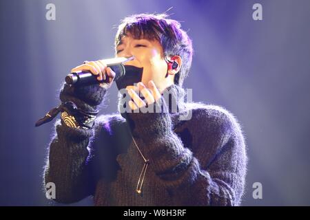 Singer and actor Lee Hong-gi of South Korean boy group FTISLAND performs at  a showcase for his first mini album in Seoul