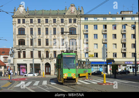 Cityscape of the polish city Poznan with tram - Poland. Stock Photo