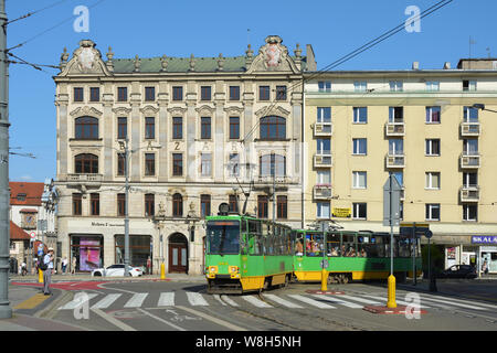 Cityscape of the polish city Poznan with tram - Poland. Stock Photo