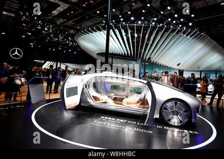 An F 015 Luxury in Motion concept car of Mercedes-Benz is on display during the 16th Shanghai International Automobile Industry Exhibition, also known Stock Photo