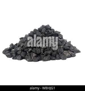 A pile of colored orange stones for decoration. Gravel Isolated on white background. Stock Photo