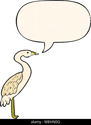 cartoon stork with speech bubble in comic book style Stock Vector