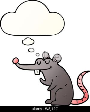 cartoon rat with thought bubble in smooth gradient style Stock Vector