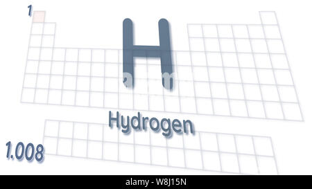 Hydrogen chemical element  atomic data and symbol illustration backdrop Stock Photo