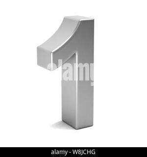 Number one color white icon. 3D Render Illustration Stock Photo
