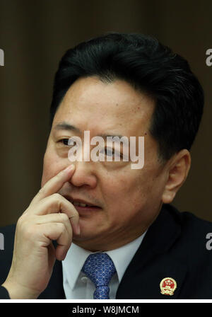 --FILE--Li Xiaopeng, governor of Shanxi province and the son of former Chinese premier Li Peng, attends a plenary discussion of the Second Session of Stock Photo