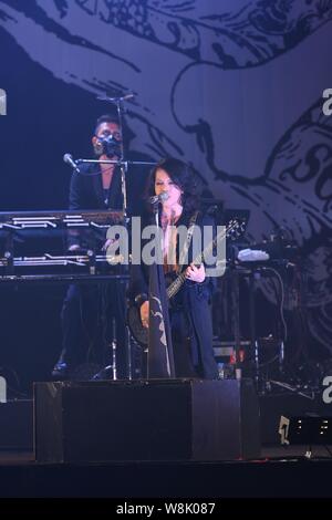 Japanese band VAMPS performs at the 'Japan Night' concert in Taipei, Taiwan, 23 May 2015. Stock Photo