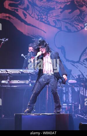 Japanese band VAMPS performs at the 'Japan Night' concert in Taipei, Taiwan, 23 May 2015. Stock Photo