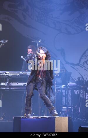 Japanese band VAMPS performs at the 'Japan Night' concert in Taipei, Taiwan, 23 May 2015. Stock Photo