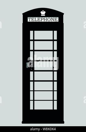 Traditional black telephone booth, detailed vector, symbol for London UK Stock Vector