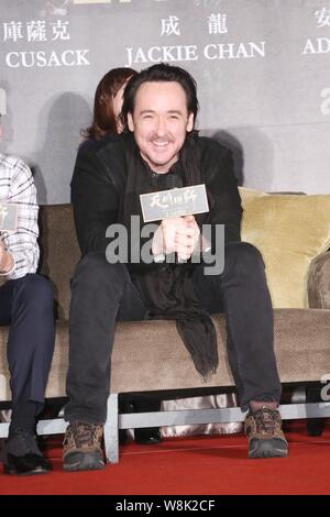 American actor John Cusack smiles at a press conference for his new movie 'Dragon Blade' in Taipei, Taiwan, 12 February 2015. Stock Photo