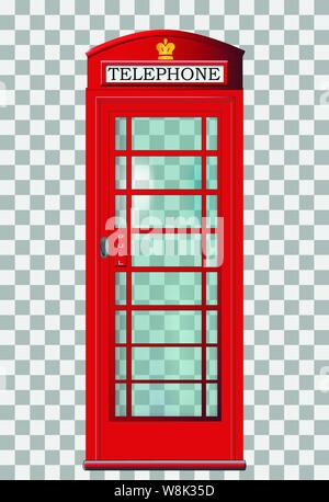 Traditional red London telephone box, detailed vector Stock Vector