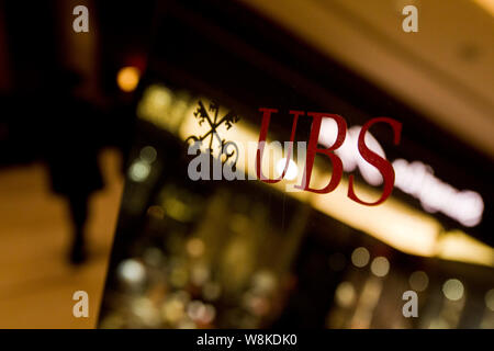 --FILE--A logo of UBS is pictured during the UBS Greater China Conference 2012 in Shanghai, China, 10 January 2012.   A slowdown in the pace of deregu Stock Photo