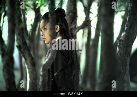 Handout still of the movie 'The Assassin' featuring Taiwanese actress Shu Qi.   A movie about a highly-trained female assassin swept the Asian Film Aw Stock Photo