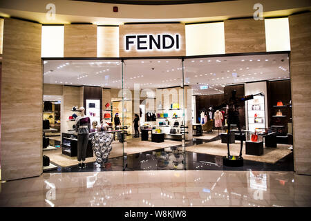 --FILE--View of a boutique of Fendi in Taipei, Taiwan, 26 June 2014.   Despite the global economic slowdown, Italian luxury fashion house Fendi SRL is Stock Photo