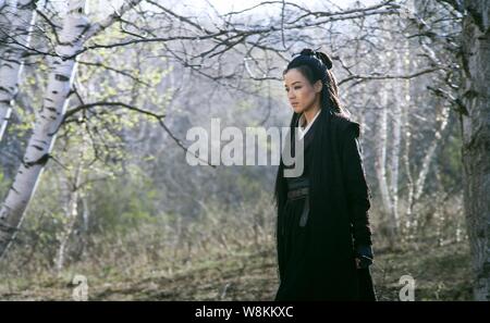 Handout still of the movie 'The Assassin' featuring Taiwanese actress Shu Qi.   A movie about a highly-trained female assassin swept the Asian Film Aw Stock Photo