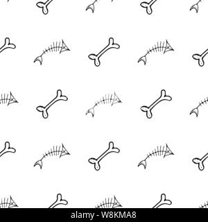 Hand drawn bones seamless pattern for textile design. Bone seamless hand doodle, great design for any purposes. Vector illustration. Vector textile fa Stock Vector