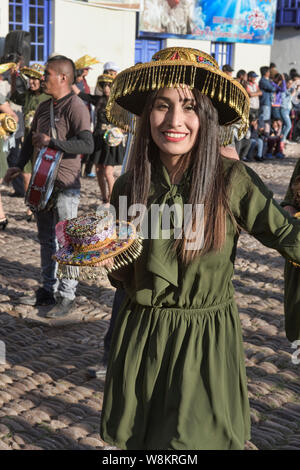 Local colour at the Virgen del Carmen Festival, held in Pisac and Paucartambo, Peru Stock Photo