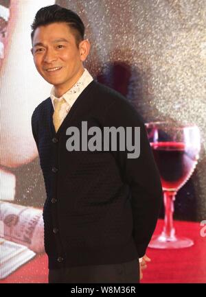 Hong Kong singer and actor Andy Lau attends a press conference to promote his new movie 'The Man From Macau III' in Shanghai, China, 3 February 2016. Stock Photo