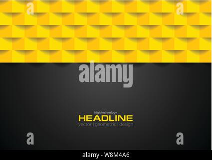 Contrast black and orange geometric technology background. Vector design Stock Vector