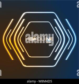 Retro neon 80s shiny hexagon abstract background. Vector colorful design Stock Vector