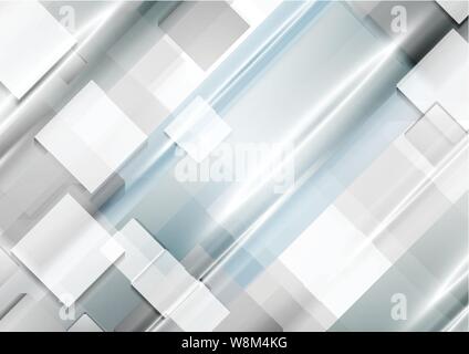 Grey and blue technology geometric abstract background. Vector squares graphic design Stock Vector