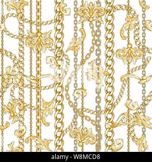 baroque flourishes and chains Stock Vector