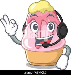 With headphone kakigori isolated with in the cartoon Stock Vector