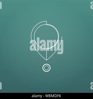 Abstract geometric pin, linear vector illustration. . Abstract technology background. Editable stroke. Stock Vector