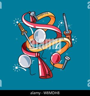 happy labor day label with screwdrivers and decoration vector illustration design Stock Vector