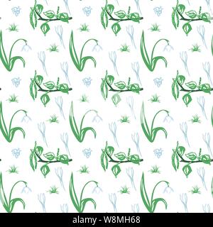 Seamless pattern with flowers, leaves, branches. Vector colorful endless floral background. The elegant illustration for fashion prints, fabric, scrap Stock Vector