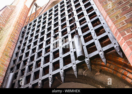 Medieval gate (portcullis) by the teutonic castle in Malbork / Poland. Stock Photo