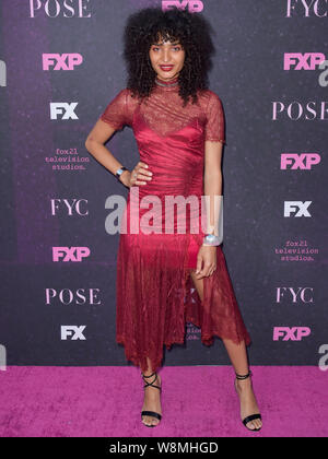 West Hollywood, USA. 09th Aug, 2019. WEST HOLLYWOOD, LOS ANGELES, CALIFORNIA, USA - AUGUST 09: Indya Moore arrives at the Red Carpet Event For FX's 'Pose' held at the Pacific Design Center on August 9, 2019 in West Hollywood, Los Angeles, California, USA. ( Credit: Image Press Agency/Alamy Live News Stock Photo