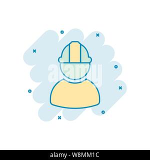 Construction worker icon in comic style. Factory employee vector cartoon illustration on white isolated background. Architect manager business concept Stock Vector