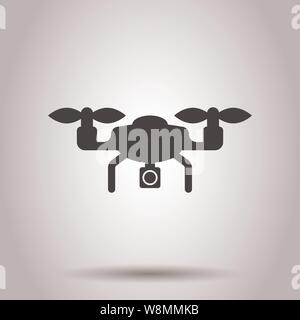 Drone icon in transparent style. Flying camera vector illustration on isolated background. Flight business concept. Stock Vector