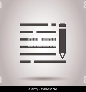 Pencil notepad icon in transparent style. Document write vector illustration on isolated background. Pen drawing business concept. Stock Vector