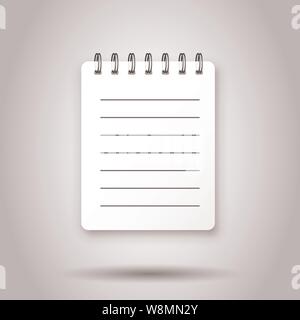 Blank mock up notepad icon in transparent style. Notebook with lined vector illustration on isolated background. Diary paper page template business co Stock Vector
