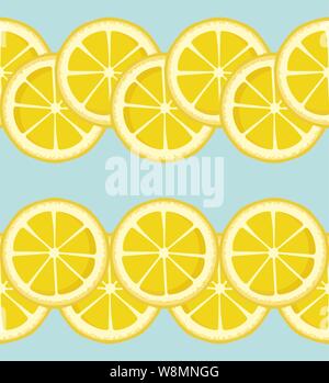 Vector seamless pattern with round lemon slices. Endless texture. Soft drinks, lemonade, soda advertising. Fruit print. Cover for planner, notebook in Stock Vector
