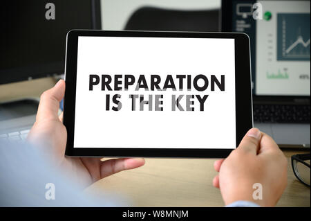 PREPARATION IS THE KEY plan BE PREPARED concept just prepare to perform Stock Photo