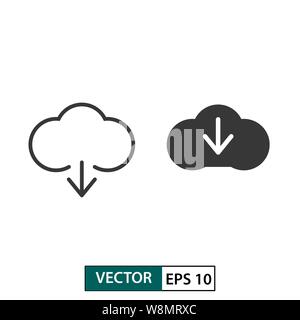 Cloud download vector icon set. Isolated on white background. Vector illustration EPS 10 Stock Vector