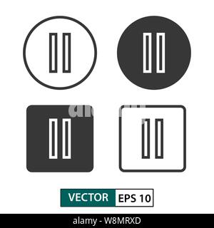 Pause button vector icon set. Isolated on white background. Vector illustration EPS 10 Stock Vector