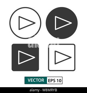 Play button vector icon set. Isolated on white background. Vector illustration EPS 10 Stock Vector