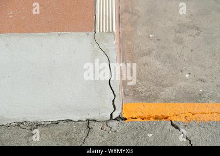 cracks in concrete floor and steps Stock Photo