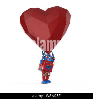 Automation matchmaker concept with 3d rendering robot hold red heart Stock Photo