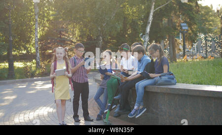 Cute kids study with books and notebooks Stock Photo