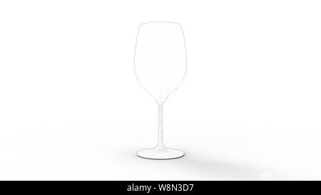 Single wine glass 3d rendering isolated in white studio background Stock Photo