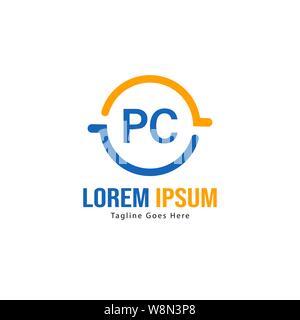 Initial PC logo template with modern frame. Minimalist PC letter logo vector illustration design Stock Vector