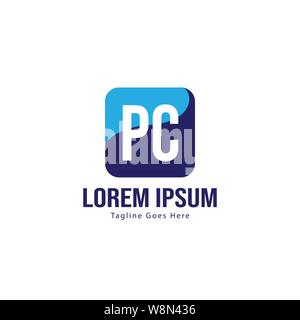 Initial PC logo template with modern frame. Minimalist PC letter logo vector illustration design Stock Vector