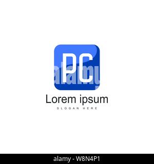 Initial PC logo template with modern frame. Minimalist PC letter logo vector illustration design Stock Vector